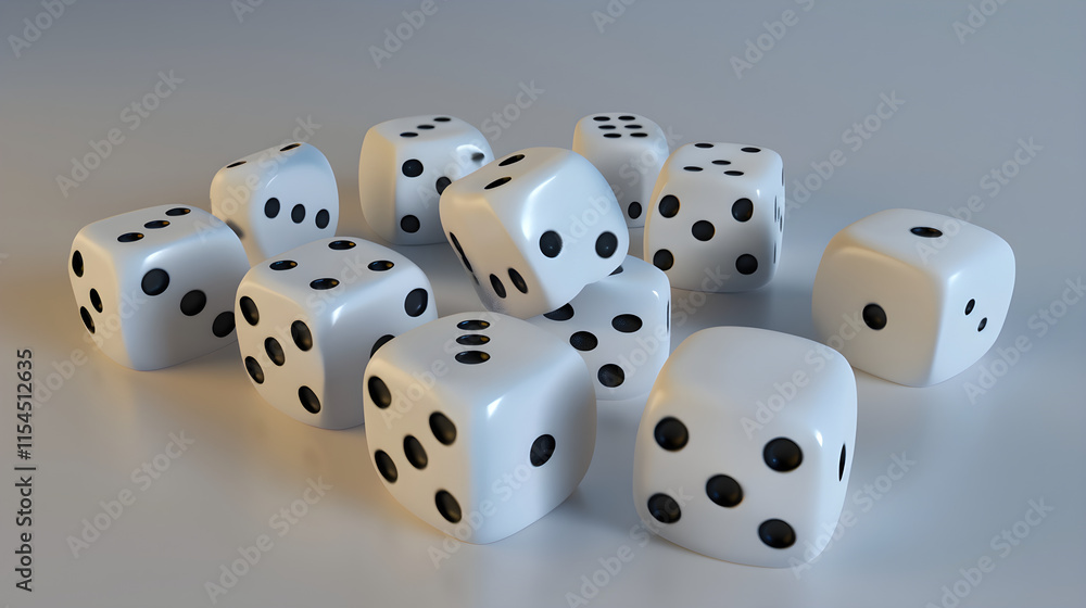 Random Arrangement of Traditional Six-Sided Dice Symbolizing Chance and Anticipation Random Arrangement of Traditional Six-Sided Dice Symbolizing Chance and Anticipation