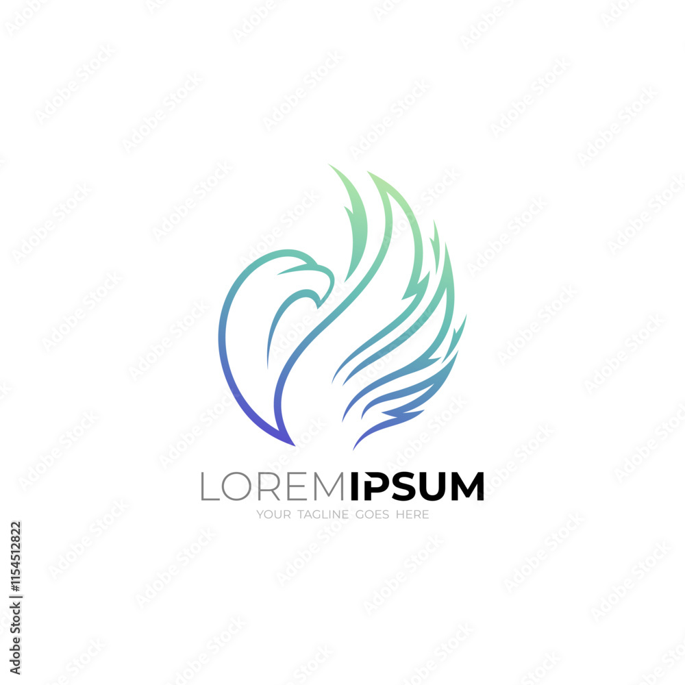 Eagle logo with line design template, logo of an eagle flapping its wings Eagle logo with line design template, logo of an eagle flapping its wings
