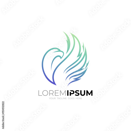 Eagle logo with line design template, logo of an eagle flapping its wings