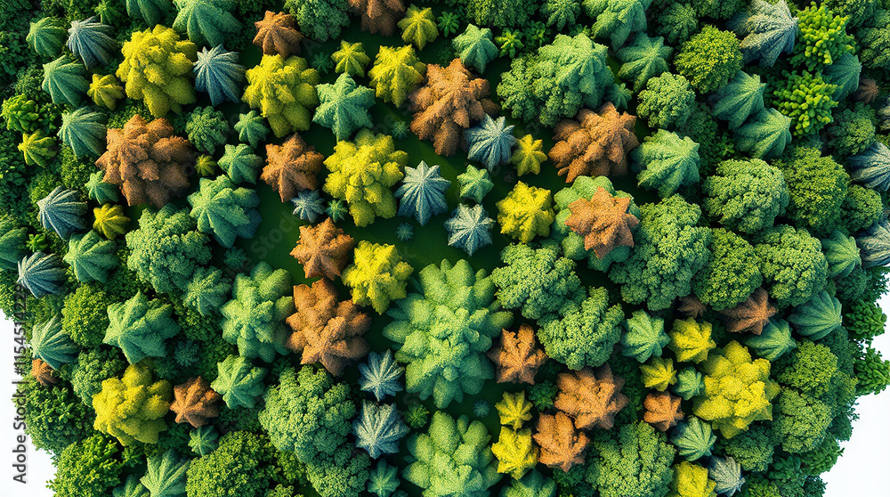 Aerial View of Diverse Forest. Nature, Ecology, and Environmental Concept. Aerial View of Diverse Forest. Nature, Ecology, and Environmental Concept.