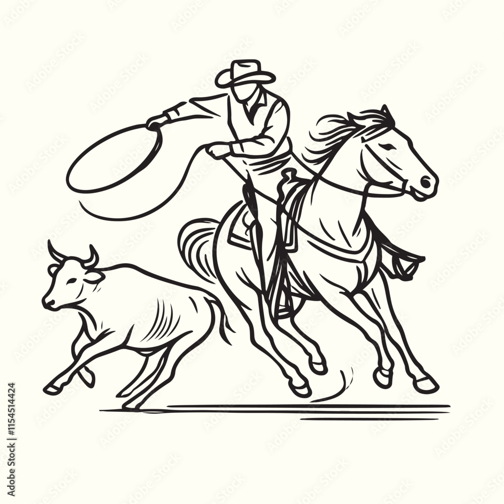 cowboy horseback lasso throwing in front of a calf cowboy horseback lasso throwing in front of a calf