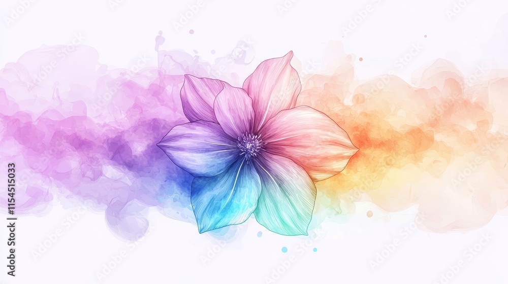 Hand-drawn flower with scribbled lines, pastel rainbow background, childlike doodle style, playful and whimsical design, ideal for kid-themed artwork concepts Hand-drawn flower with scribbled lines, pastel rainbow background, childlike doodle style, playful and whimsical design, ideal for kid-themed artwork concepts