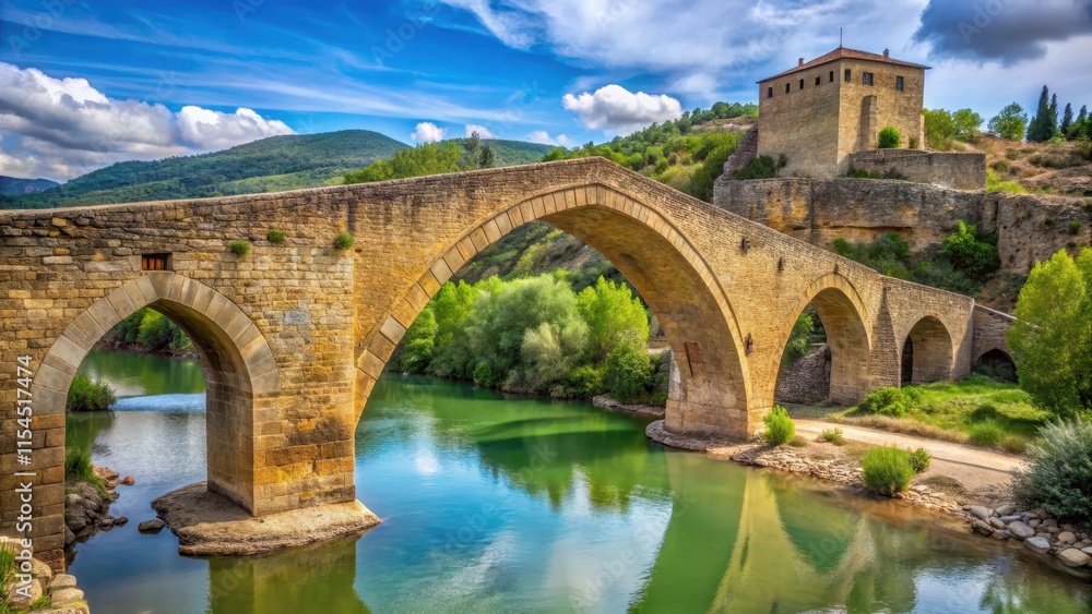 Medieval stone bridge in Allepuz, Aragon, Spain , medieval, aragon, teruel, maestrazgo, pueblo, castle, historic, architecture Medieval stone bridge in Allepuz, Aragon, Spain , medieval, aragon, teruel, maestrazgo, pueblo, castle, historic, architecture