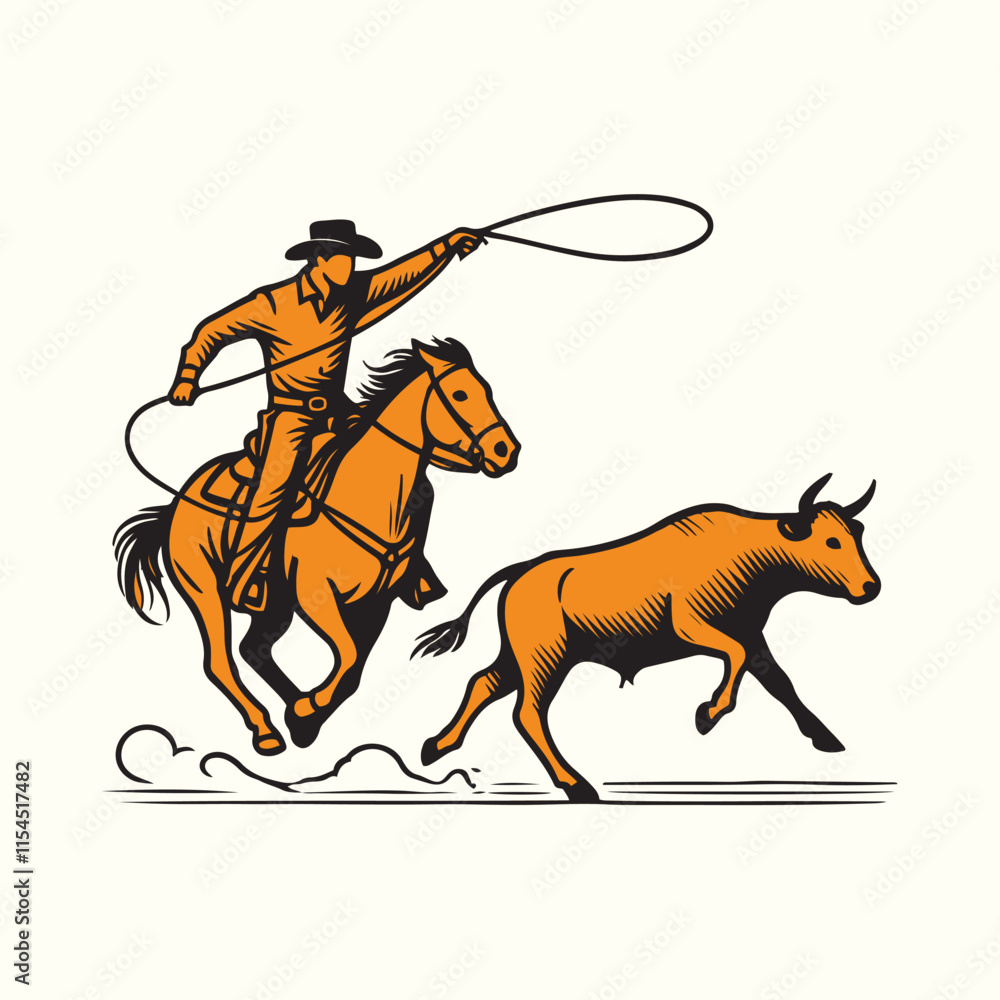 cowboy horseback lasso throwing in front of a calf cowboy horseback lasso throwing in front of a calf