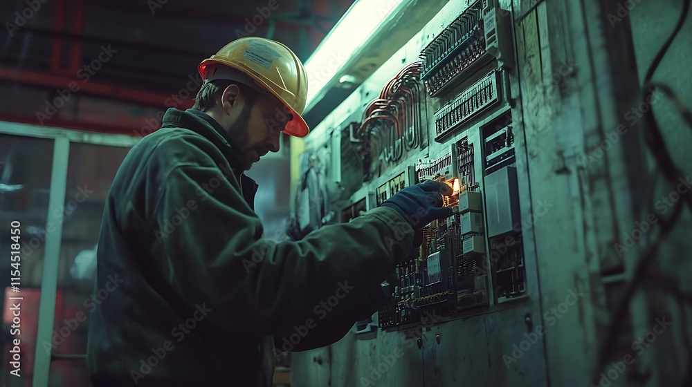 Electrician Testing Circuits in an Industrial Facility for Safety and Efficiency Electrician Testing Circuits in an Industrial Facility for Safety and Efficiency