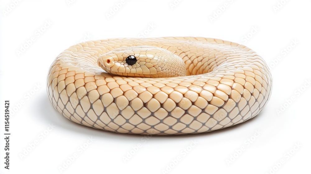 Fototapeta premium Coiled Venomous Snake on White Background