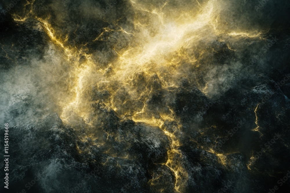 Obraz premium Overhead view of geothermal springs with steam patterns, otherworldly lighting, abstract nature