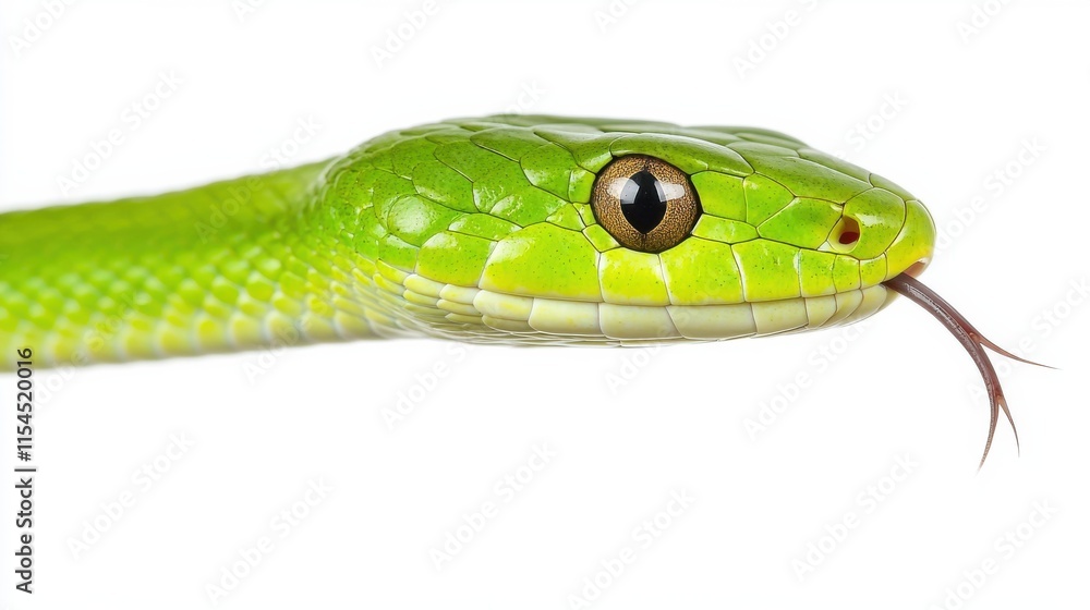 Fototapeta premium Close up of Striking Green Venomous Snake in Natural Habitat