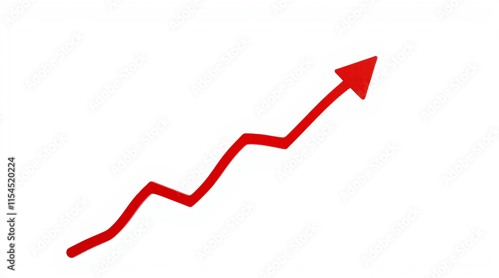 Red arrow pointing upward. Growth, success, and progress concept. Red arrow pointing upward. Growth, success, and progress concept.