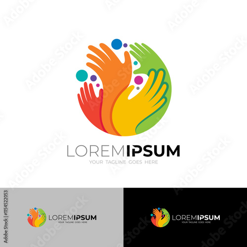 Hand care logo with circle design social, colorful style, charity