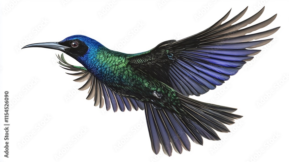Obraz premium Vibrant Green-Blue Bird in Flight: A Stunning Avian Portrait