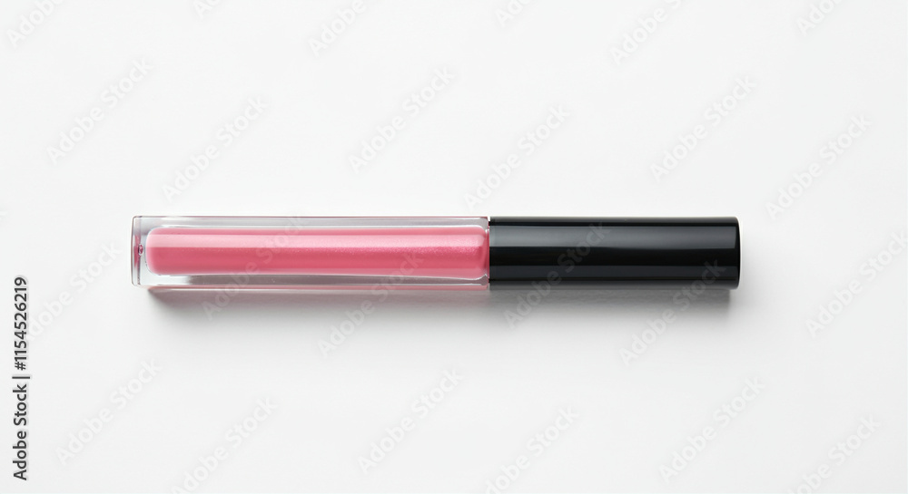 Lip gloss makeup tube on white background showing beauty product for glamorous look Lip gloss makeup tube on white background showing beauty product for glamorous look