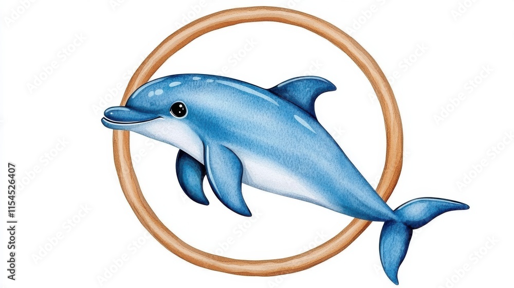 Fototapeta premium Playful Dolphin Leaping Joyfully Through the Vibrant Blue Ocean Waters