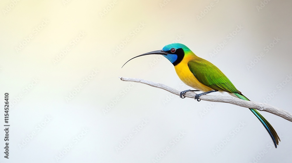 Obraz premium Spectacular Blue-chinned Sapphire-throated Bee-eater Perched on a Branch