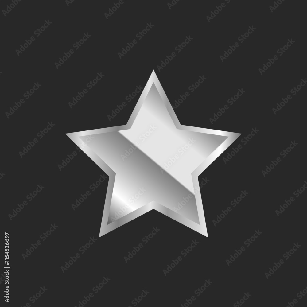 3d silver star icon. realistic metal steel shiny star vector 3d silver star icon. realistic metal steel shiny star vector