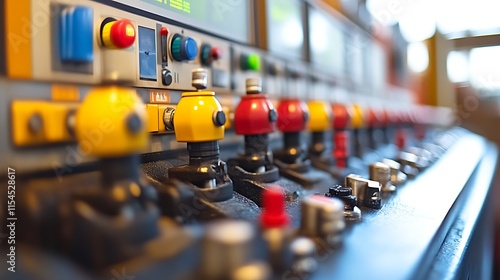 Wallpaper Mural Industrial control panel with colorful levers and buttons. Torontodigital.ca