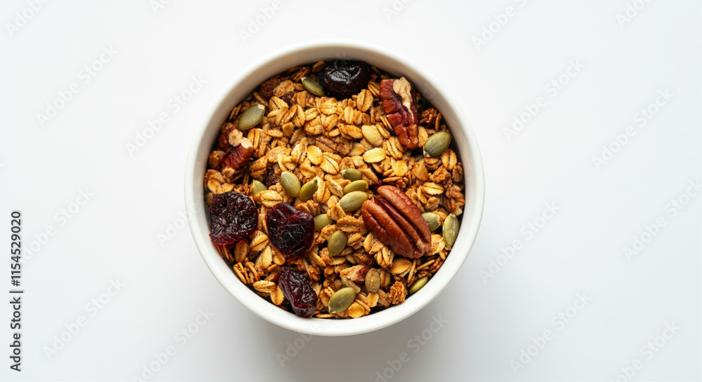 Granola bowl with nuts seeds and dried fruit for healthy breakfast snack Granola bowl with nuts seeds and dried fruit for healthy breakfast snack