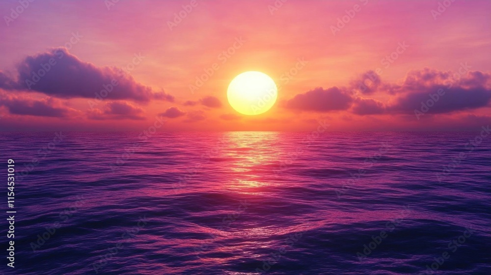 A vibrant sunset over a tranquil ocean, showcasing serene beauty. A vibrant sunset over a tranquil ocean, showcasing serene beauty.