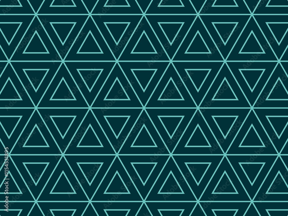 Seamless teal and dark teal geometric pattern of interlocking triangles. Seamless teal and dark teal geometric pattern of interlocking triangles.