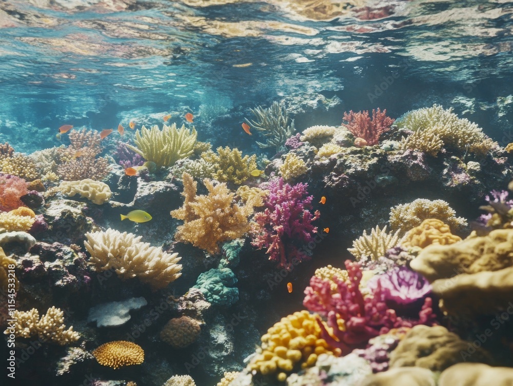 Fototapeta premium Vibrant Coral Reef Underwater Scene