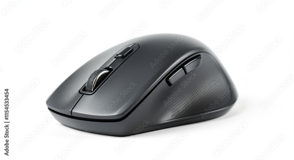 Computer mouse close up with ergonomic design and buttons for gaming and office use Computer mouse close up with ergonomic design and buttons for gaming and office use