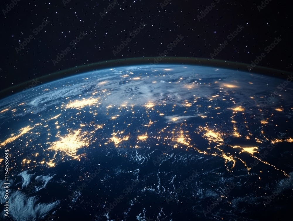 Obraz premium Earth at Night Viewed from Space