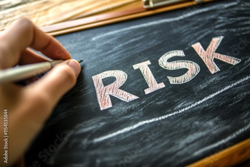 Writing Risk Concept on Chalkboard