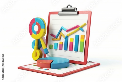 3D Icon of Chart and Graph Representation for Achievement