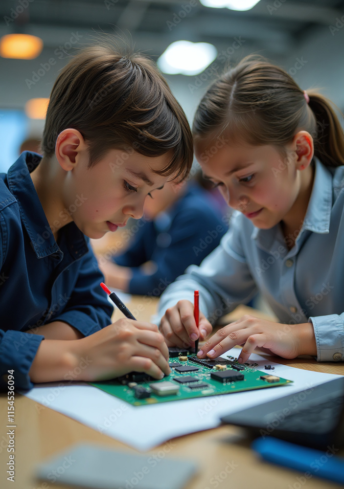 young engineers design electronic components together carefully efficiently meet project deadlines every time