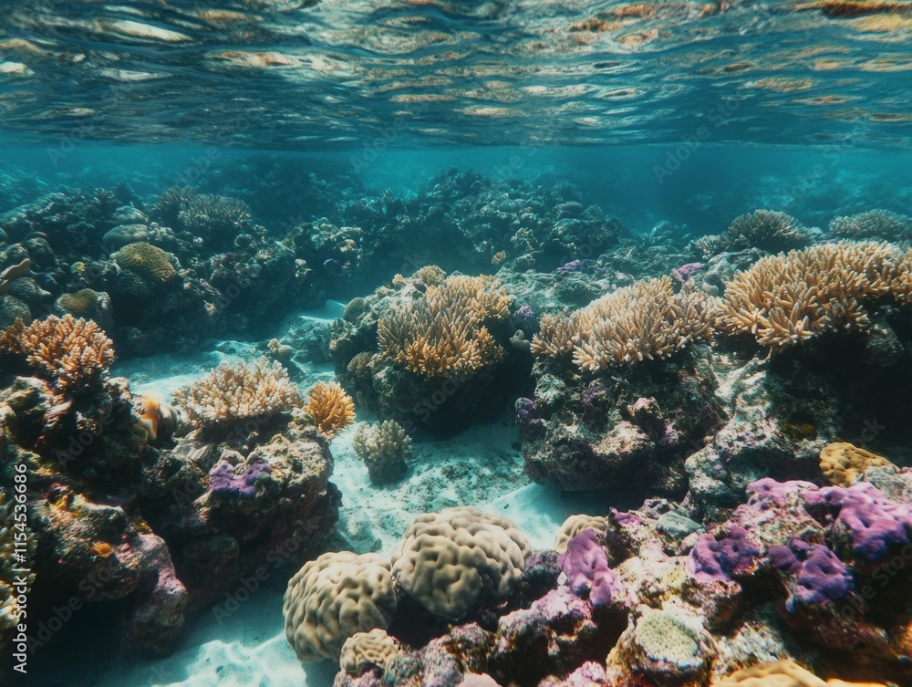 Obraz premium Vibrant Coral Reef Under Clear Turquoise Water