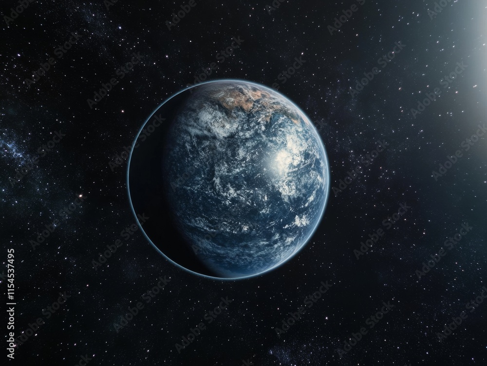 Fototapeta premium Distant View of Earth from Another Planet
