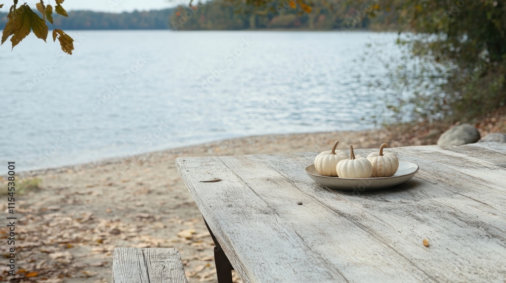 Autumn Table Setting with Mini Pumpkins by Serene Lakeside View Autumn Table Setting with Mini Pumpkins by Serene Lakeside View