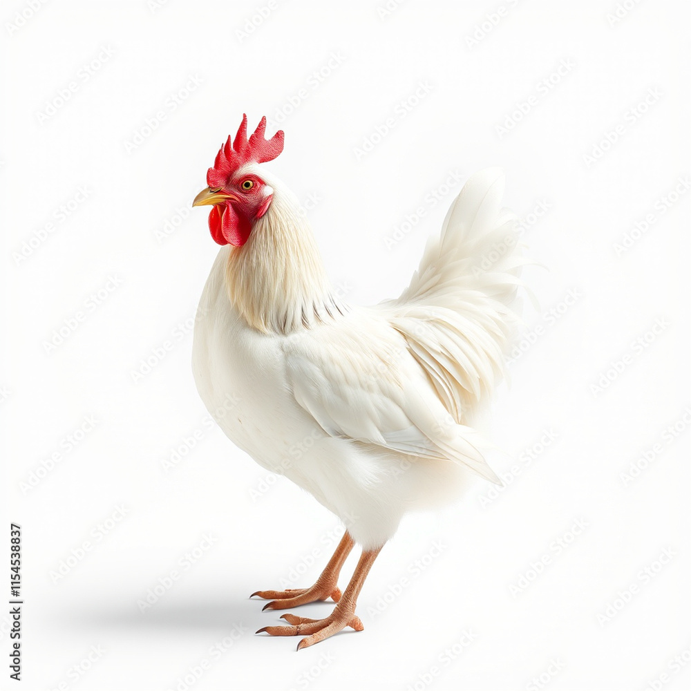 Photo of hen on white background - animal generation -