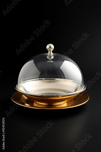 Elegant Silver and Gold Cake Dome with Stand photo