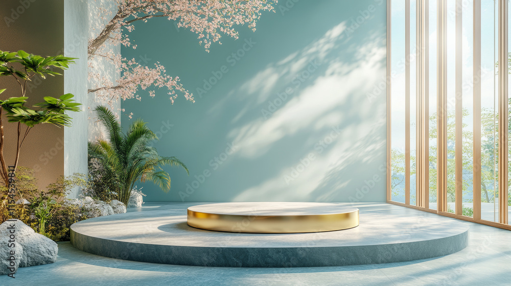 Fototapeta premium Spring Flower Background E-commerce Product Exhibition Stand