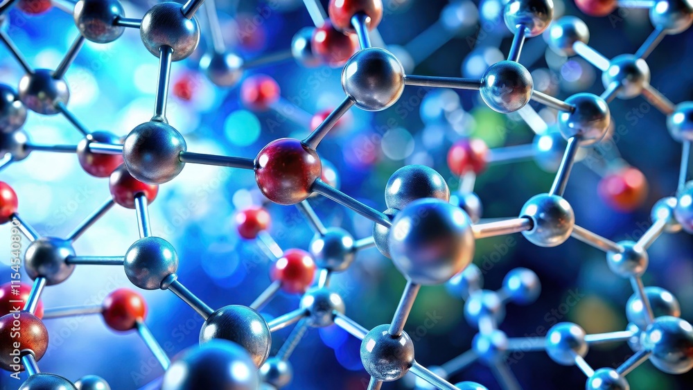 Close-up view of molecular structures with labels in a baground Close-up view of molecular structures with labels in a baground