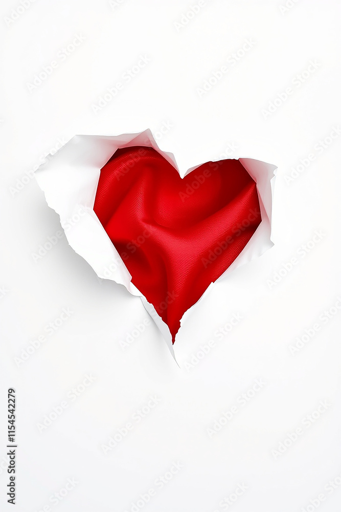 Red heart shape through ripped paper. Concept of love, passion, and emotion. Red heart shape through ripped paper. Concept of love, passion, and emotion.