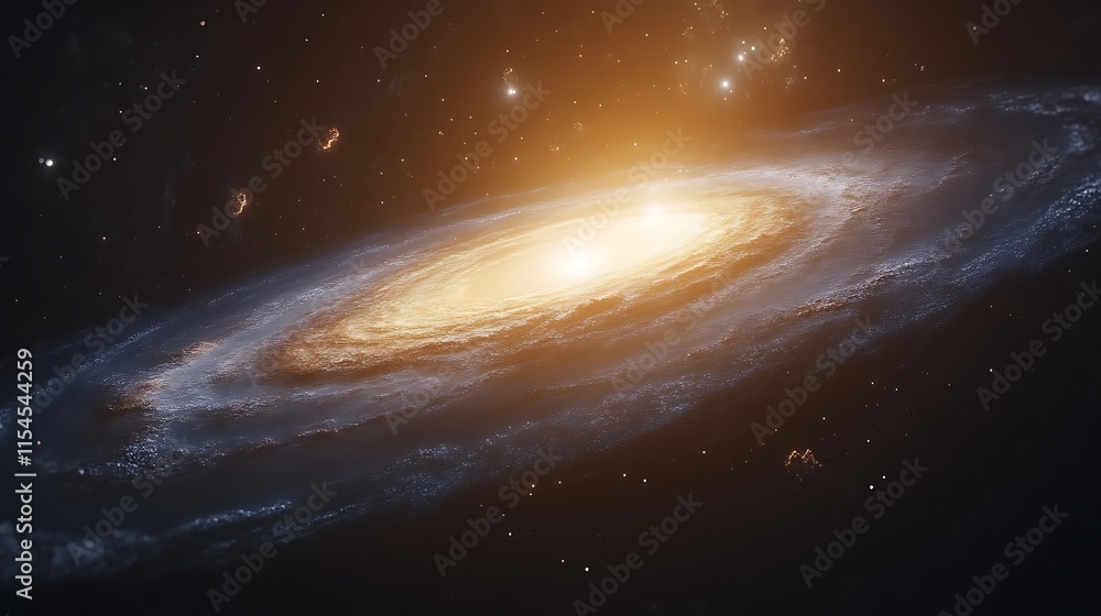 Fototapeta premium Spiral galaxy with bright core in deep space.