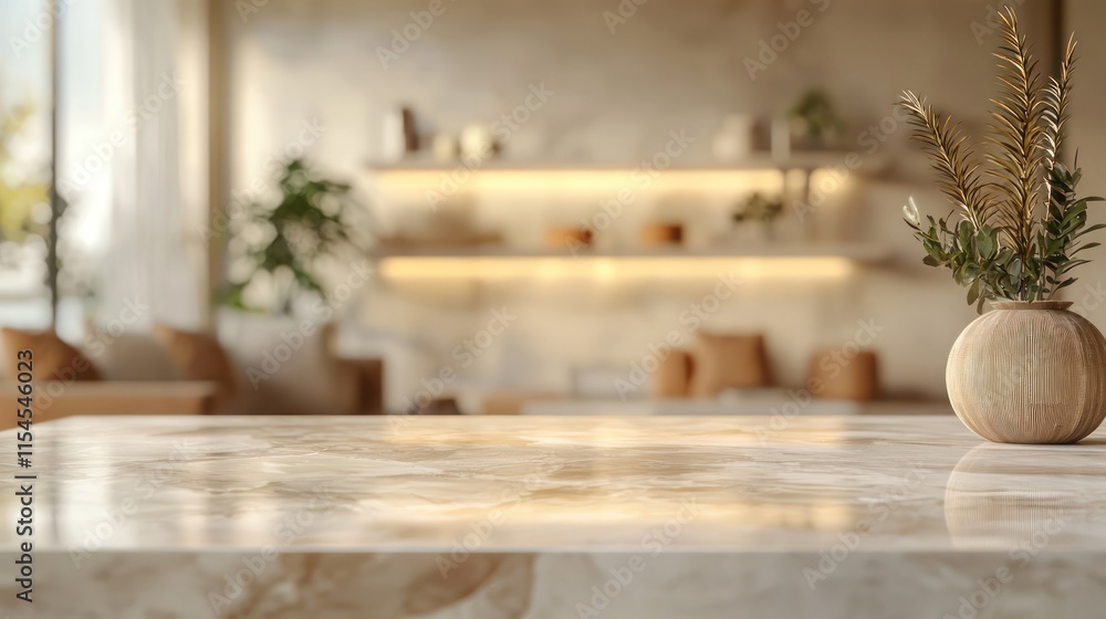 Blurred background of a chic modern living room featuring a beige marble table and a floating shelf, creating a soft bokeh effect. Blurred background of a chic modern living room featuring a beige marble table and a floating shelf, creating a soft bokeh effect.