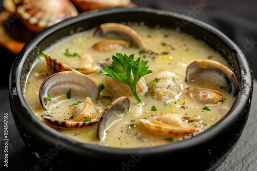 Homemade clam chowder recipe with tender clams and fresh parsley