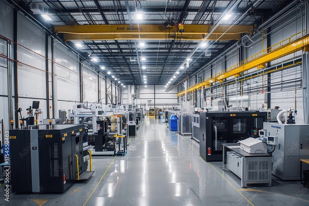 A modern manufacturing facility with various machines and equipment for industrial production. A modern manufacturing facility with various machines and equipment for industrial production.