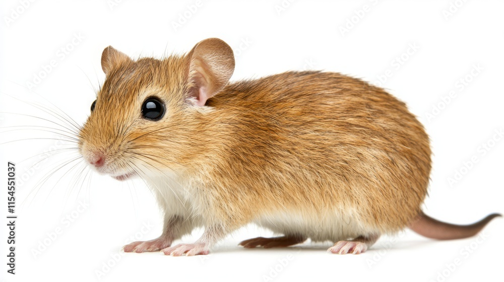 Adorable Mongolian Gerbil Posing Against White Background Adorable Mongolian Gerbil Posing Against White Background
