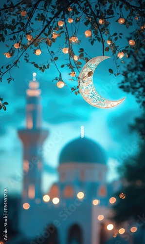 Lailat al-Miraj celebration, spiritual journey, ascension, significance in Islamic faith, night of miracles, divine guidance, reflection on Prophet experience, special prayers, rituals, reverence. photo