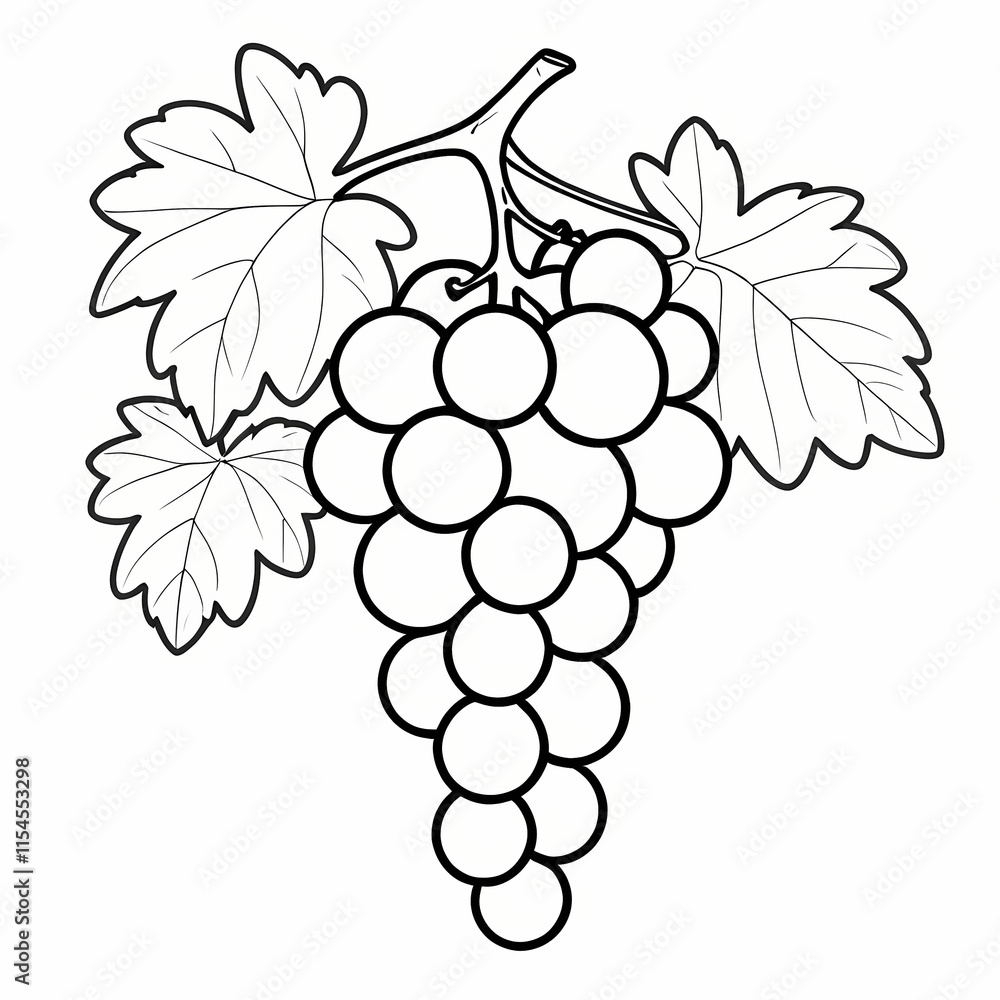 Fototapeta premium Grapes Fruit Isolated Coloring Page for Kids