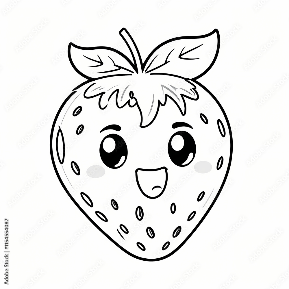 Fototapeta premium Cute Strawberrry cartoon coloring page