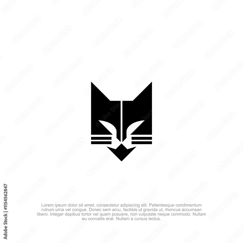 Fototapeta premium Elegant and sleek cat head logo, capturing grace and simplicity for a refined and memorable brand identity