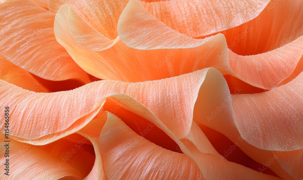 Close-up of peach-colored flower petals, showing texture and delicate curves. Close-up of peach-colored flower petals, showing texture and delicate curves.