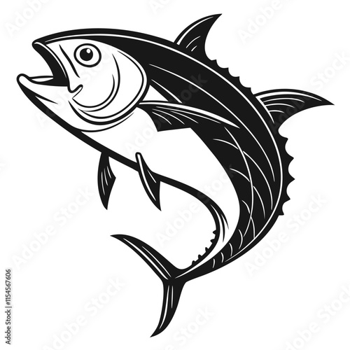 Tuna fish vector art icon line art tuna fish vector art isolated on white background
