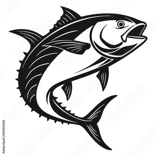 Tuna fish vector art icon line art tuna fish vector art isolated on white background