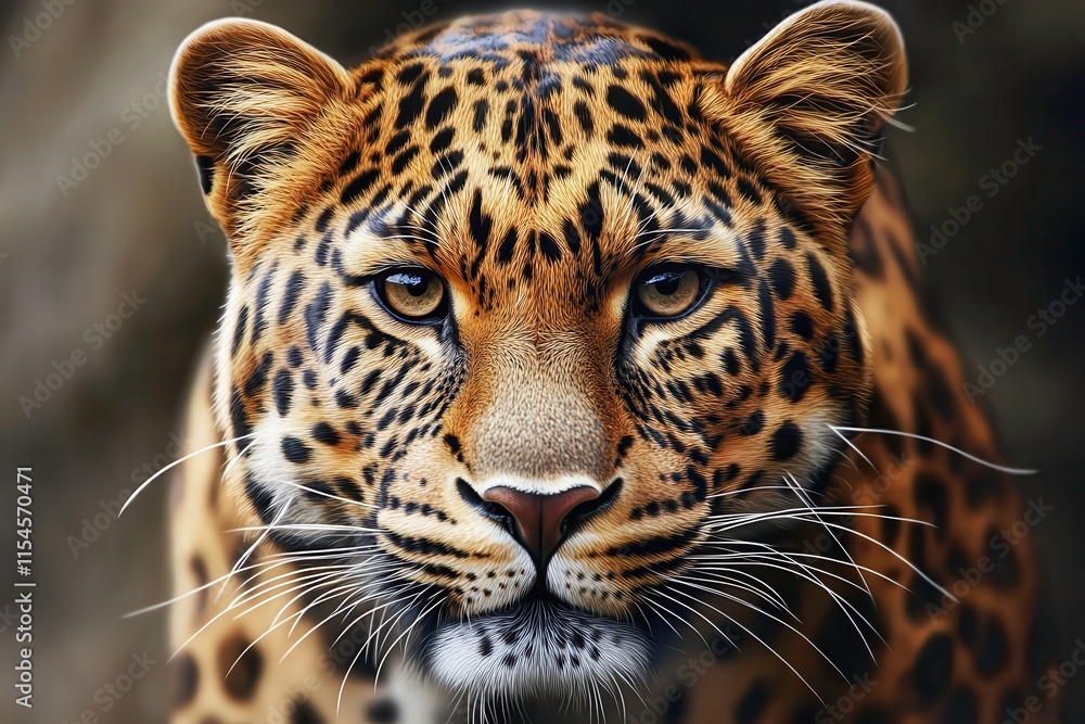 Fototapeta premium Leopard Print Showcasing Realistic Fur Texture in Warm Browns and Blacks With Intricate Wild Patterns and Close-Up Detail. Generative AI